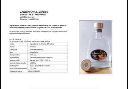 Aguardente de Amoras - Amorosa 0,50 c/40%